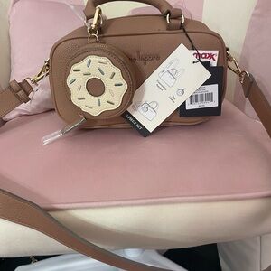Nanette Lepore Tan Crossbody Bag with Donut Charm
